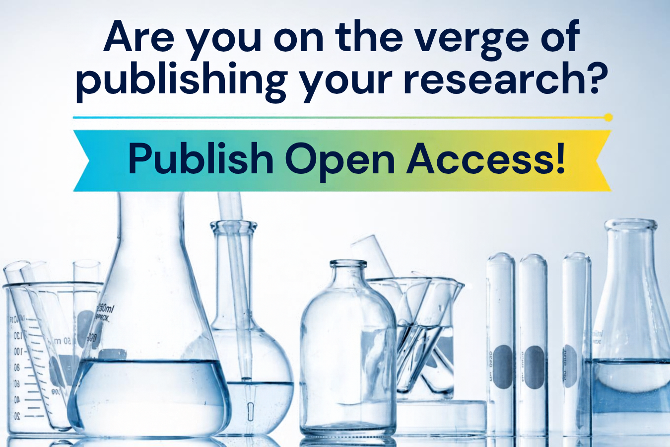 Chemistry glassware with 'Publish Open Access' banner.